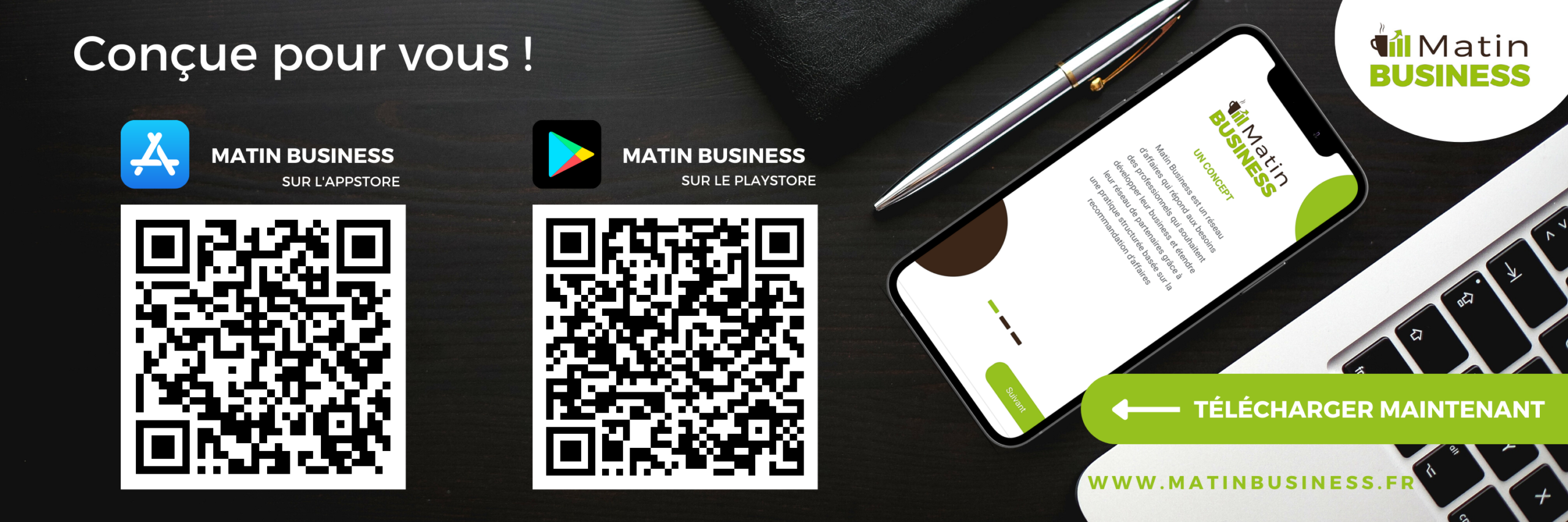 Application mobile Matin Business, réseau d'affaires
